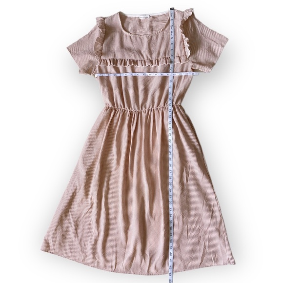 Stevie Hender Frill Ruffle Dress Woman’s Size Medium Peach & White Stripes - Picture 10 of 10